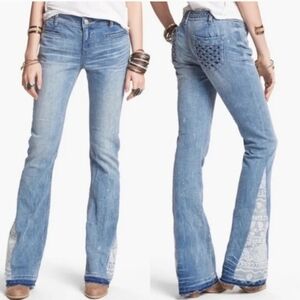 Free People Braided Mermaid Flare Bleached Jean in Palms Wash Size 27